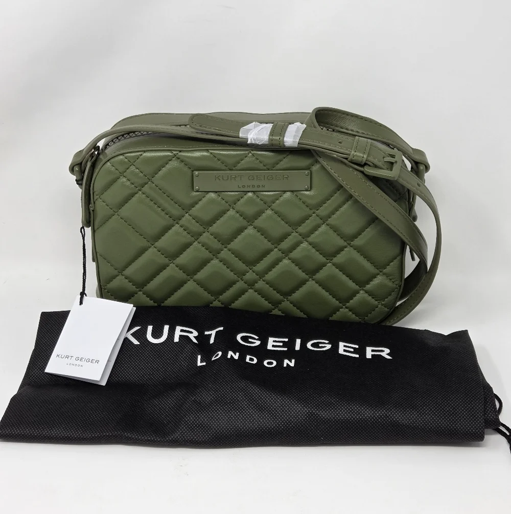 Kurt Geiger Olive Quilted Crossbody Bag